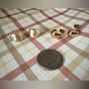 Minimalist Stud Earrings Set | 925 Silver & Gold Tone | Modern Teardrop Shape